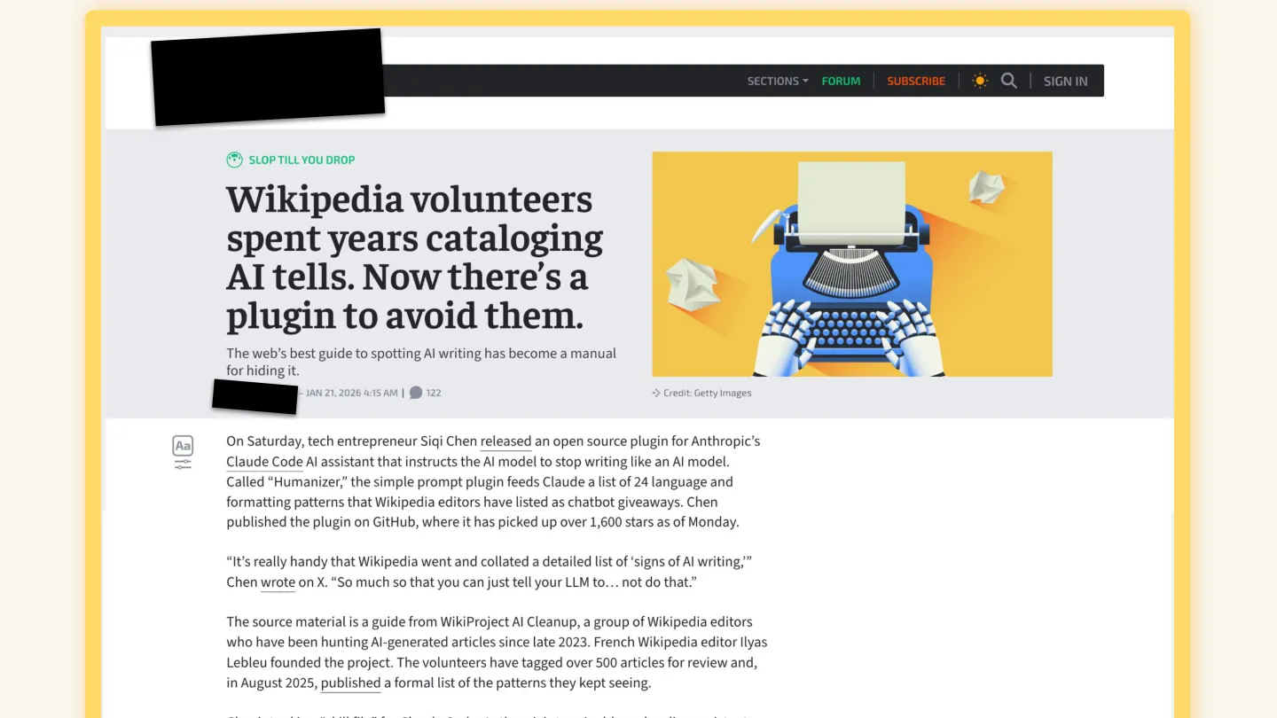 A screenshot of an email I sent to a reporter, with the recipient's name censored. _