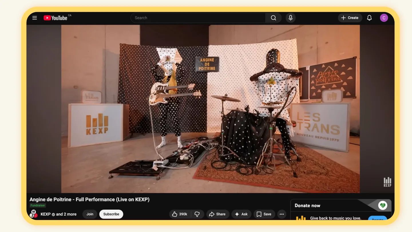 A YouTube video of the math rock band Angine de Poitrine. _
